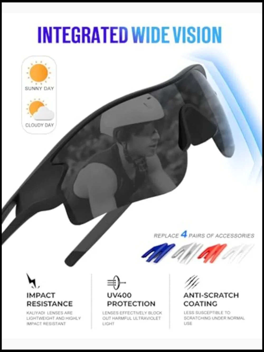 Polarized Sports Sunglasses with UV400 Protection for Running Golf Fishing